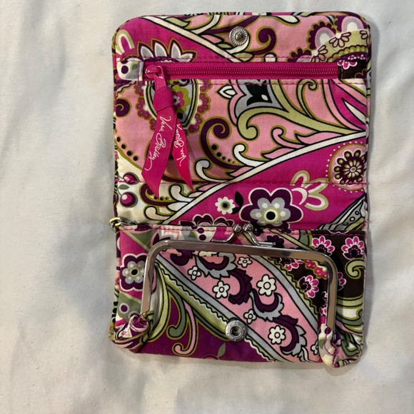 Vera Bradley Wallet Coin Pouch Card Holder ID Window Pink Purple Floral‎ Quilted - Picture 3 of 7